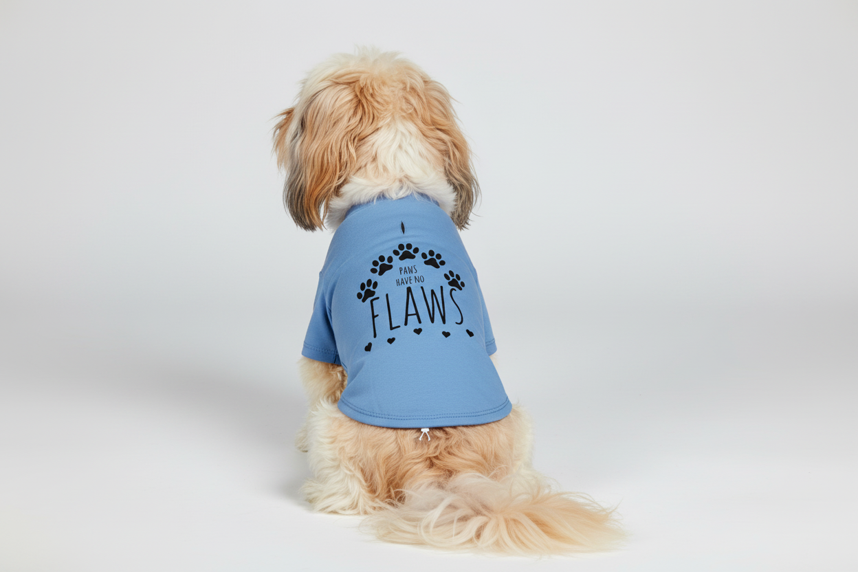 Paws have no Flaws - Black on Blue t-shirt