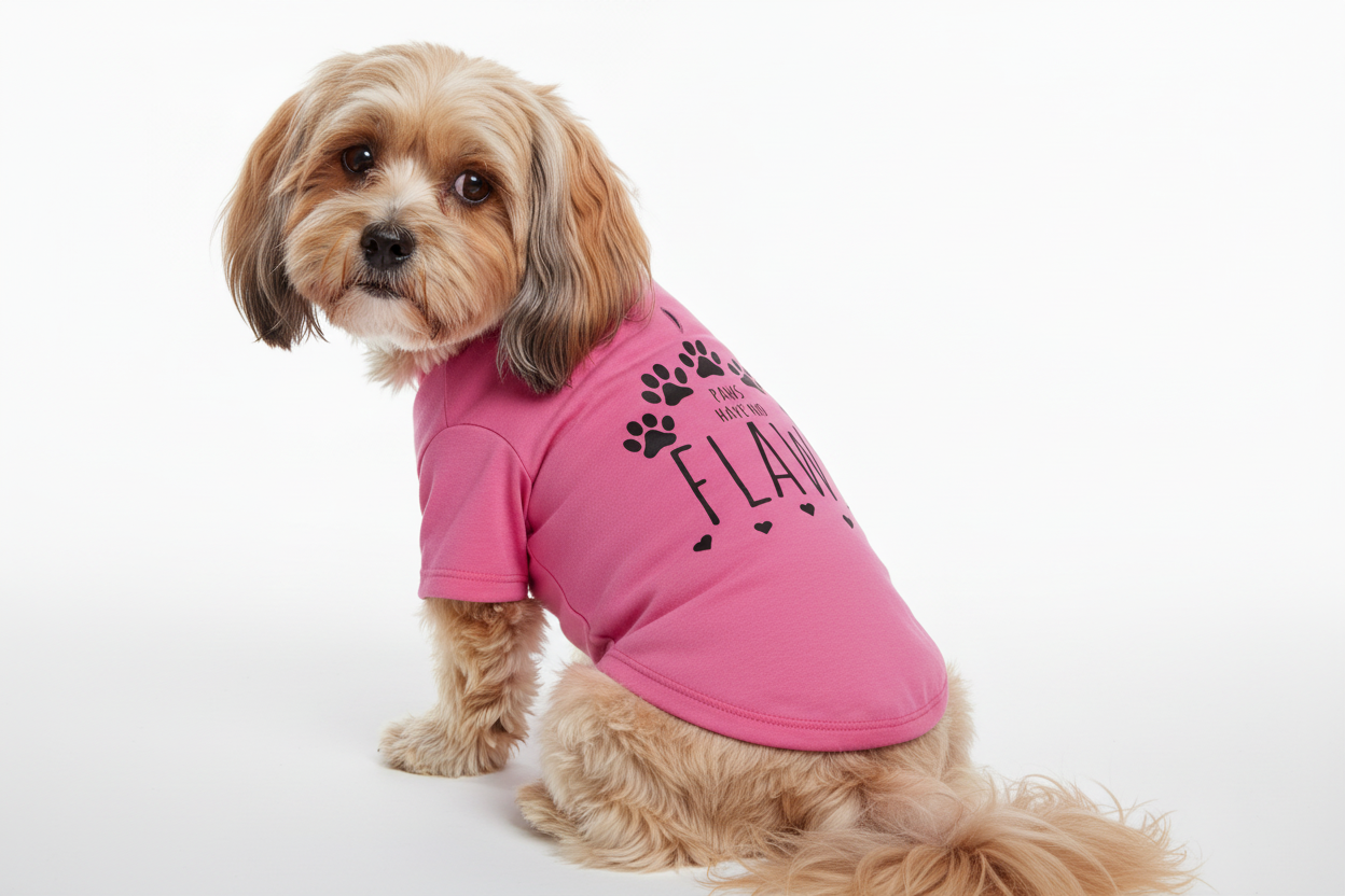 Paws have no flaws - black on pink T-shirt