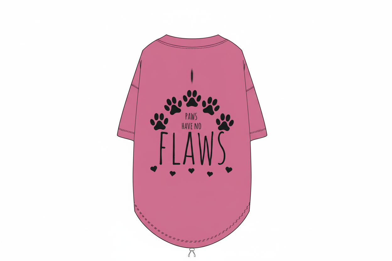 Paws have no flaws - black on pink T-shirt